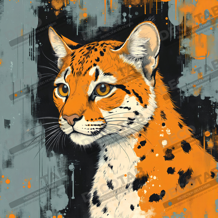 Tableau léopard moderne - Peinture animalière expressive et graphique