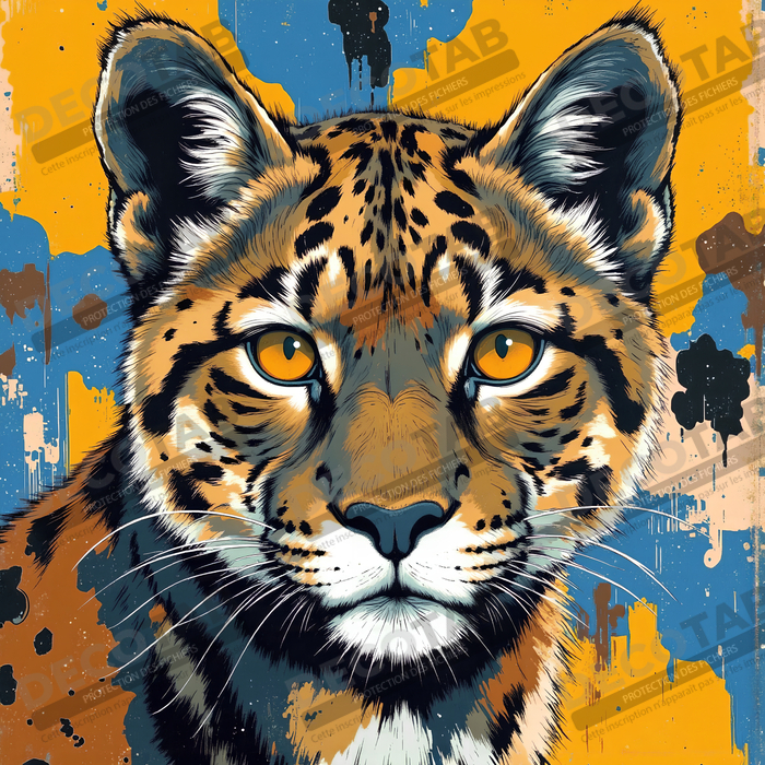 Tableau léopard moderne - Peinture animalière expressive et graphique
