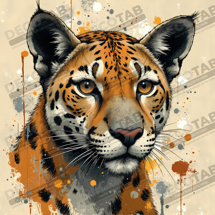 Tableau léopard moderne - Peinture animalière expressive et graphique