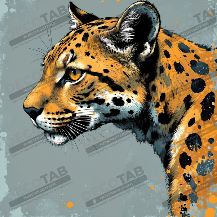 Tableau léopard moderne - Peinture animalière expressive et graphique