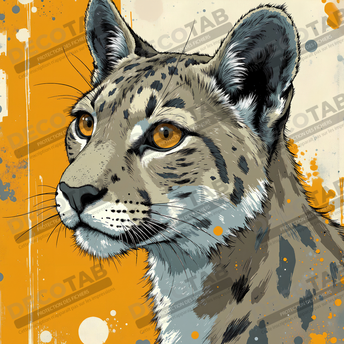 Tableau léopard moderne - Peinture animalière expressive et graphique