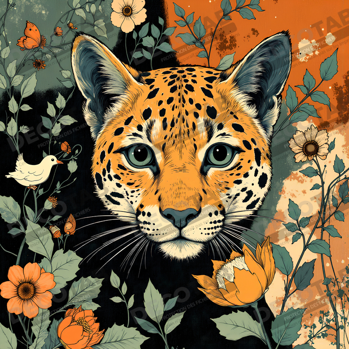 Tableau léopard moderne - Peinture animalière expressive et graphique