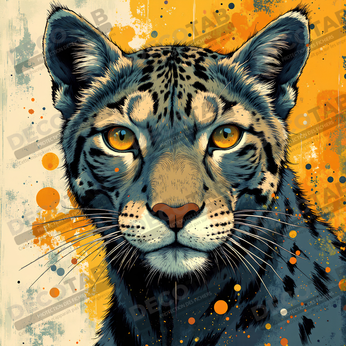 Tableau léopard moderne - Peinture animalière expressive et graphique