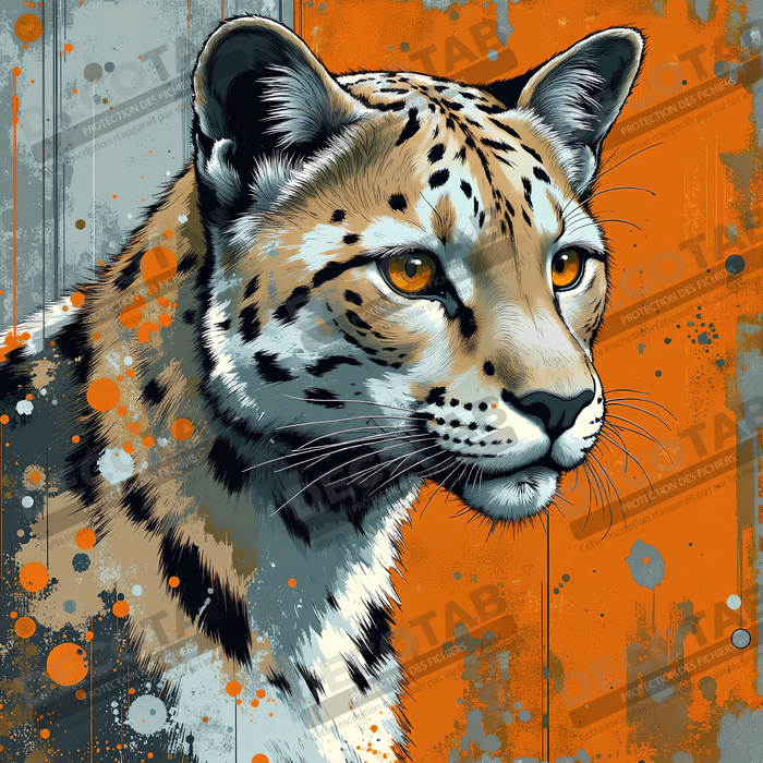 Tableau léopard moderne - Peinture animalière expressive et graphique