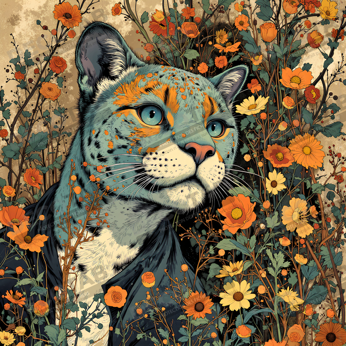 Tableau léopard moderne - Peinture animalière expressive et graphique