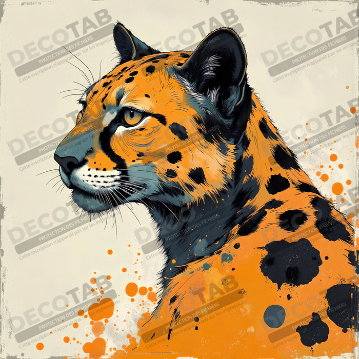 Tableau léopard moderne - Peinture animalière expressive et graphique