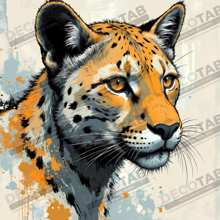 Tableau léopard moderne - Peinture animalière expressive et graphique