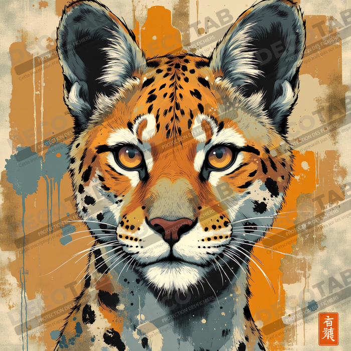 Tableau léopard moderne - Peinture animalière expressive et graphique