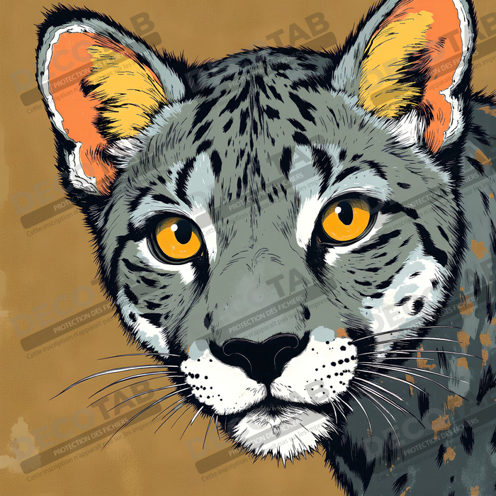Tableau léopard moderne - Peinture animalière expressive et graphique