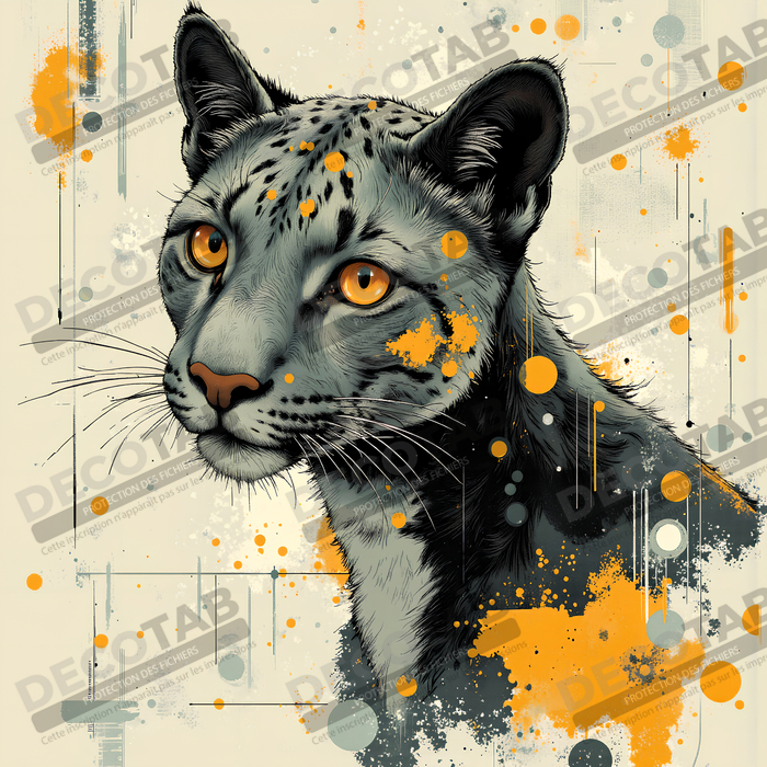 Tableau léopard moderne - Peinture animalière expressive et graphique