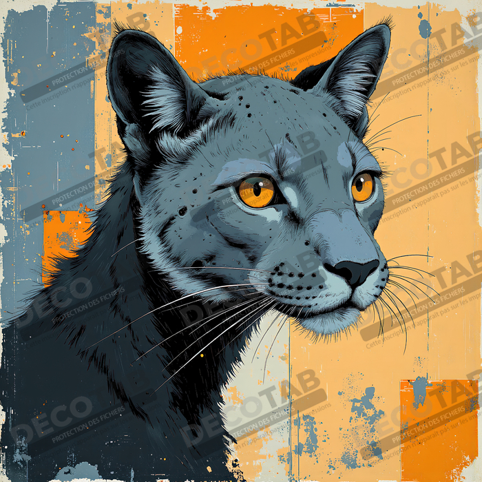 Tableau panthère noire moderne - Peinture animalière expressive et graphique