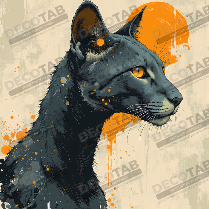 Tableau panthère noire moderne - Peinture animalière expressive et graphique