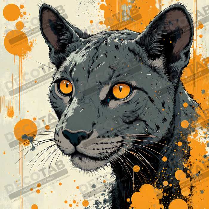 Tableau panthère noire moderne - Peinture animalière expressive et graphique