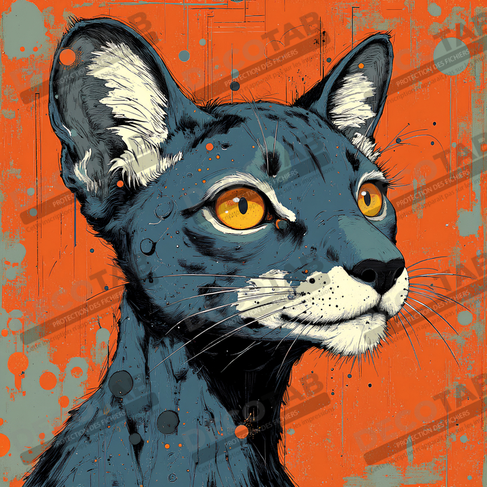 Tableau panthère noire moderne - Peinture animalière expressive et graphique