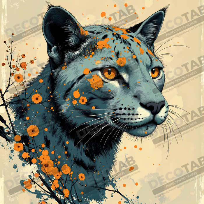 Tableau jaguar moderne - Peinture animalière expressive et graphique