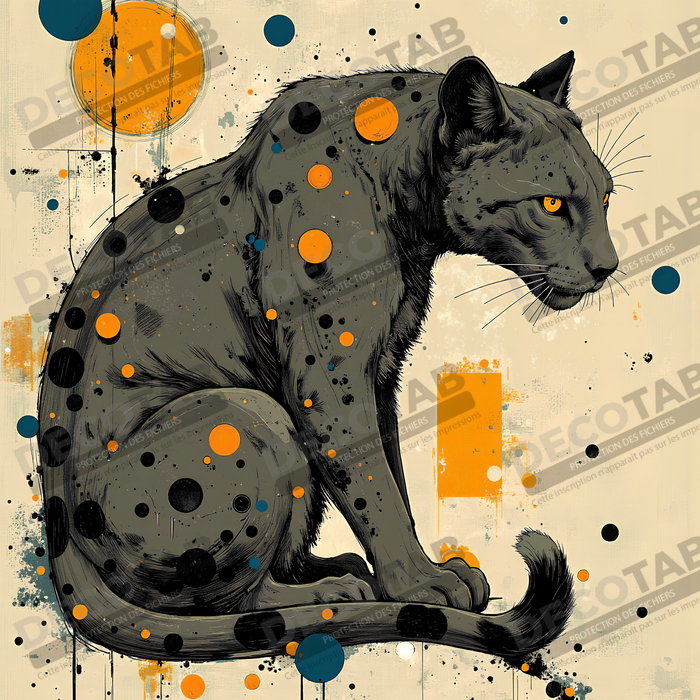 Tableau panthère noire moderne - Peinture animalière expressive et graphique