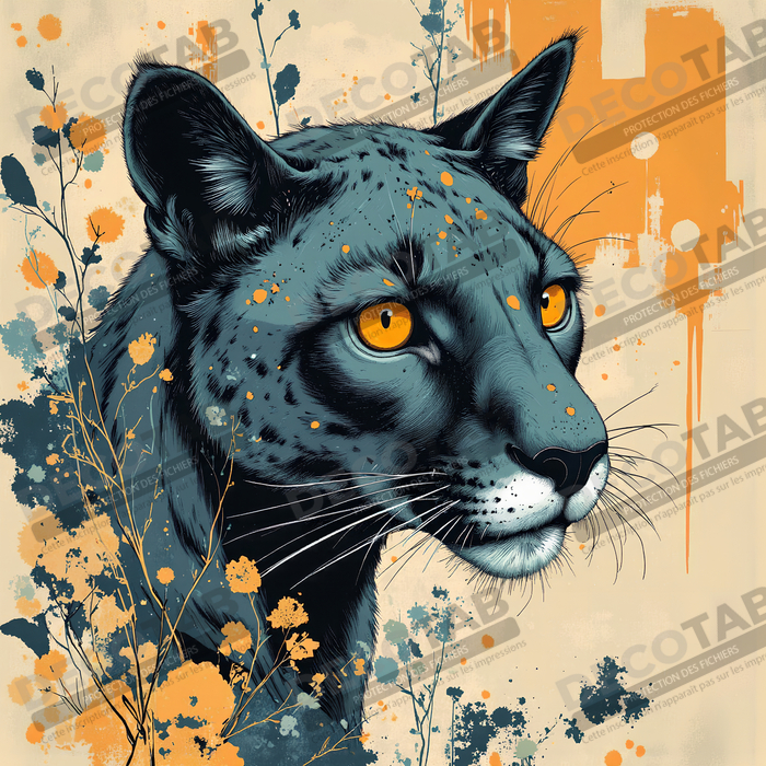 Tableau jaguar moderne - Peinture animalière expressive et graphique