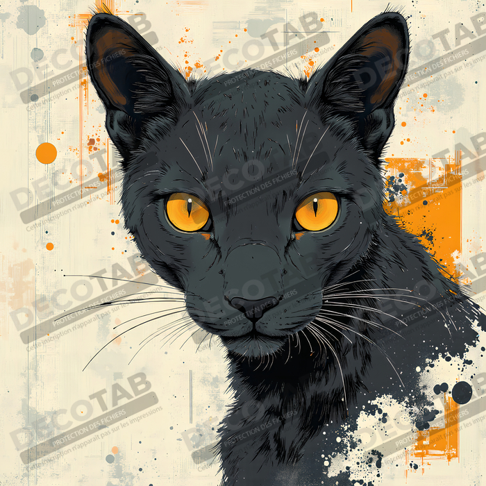 Tableau panthère noire moderne - Peinture animalière expressive et graphique
