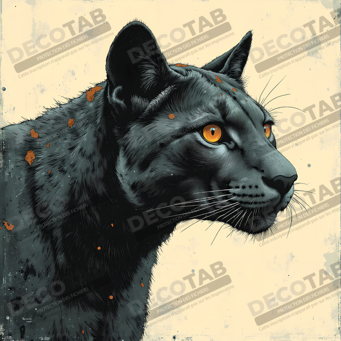 Tableau panthère noire moderne - Peinture animalière expressive et graphique