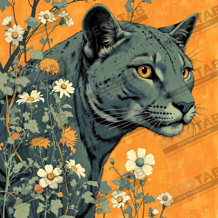 Tableau jaguar moderne - Peinture animalière expressive et graphique