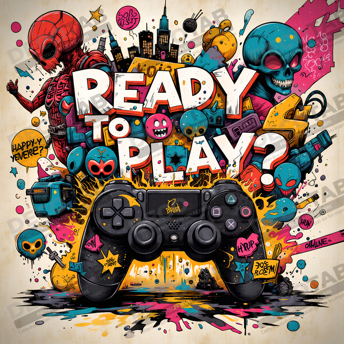 Tableau gaming manette street art