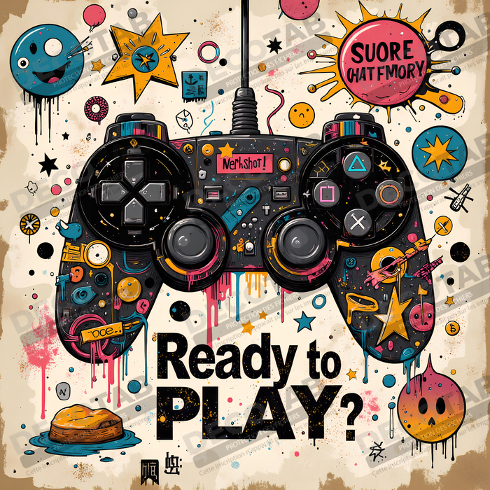 Tableau gaming manette street art