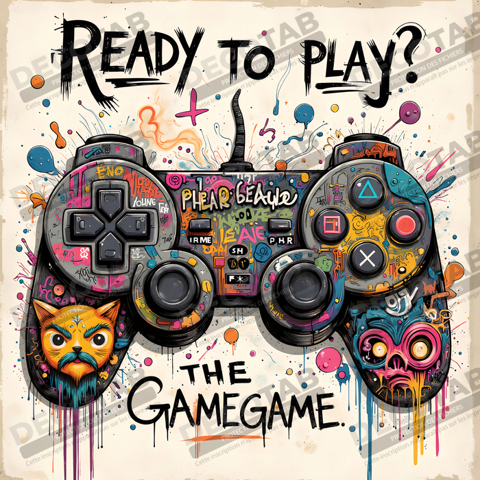 Tableau gaming manette street art