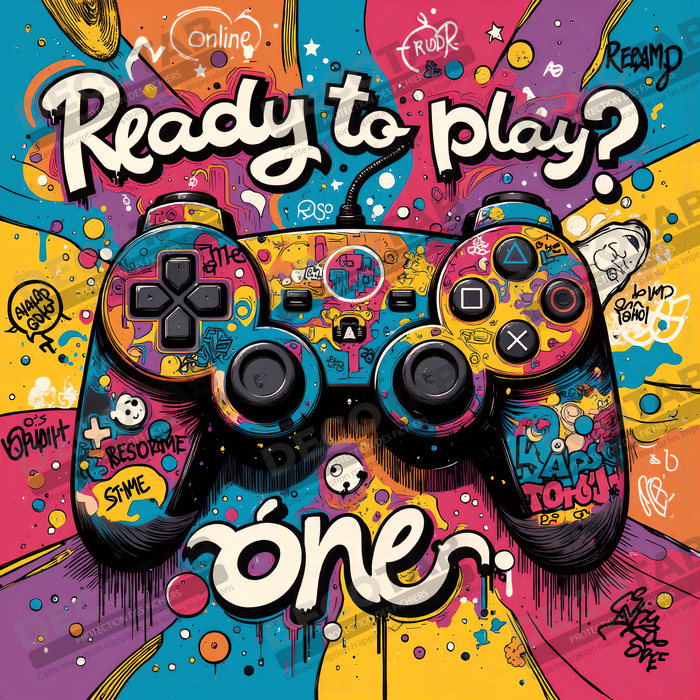 Tableau gaming manette street art