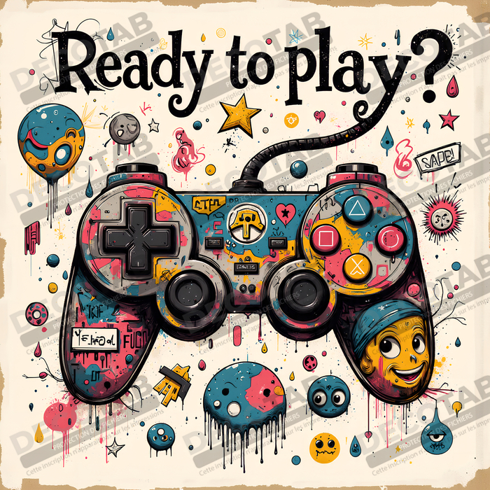 Tableau gaming manette street art