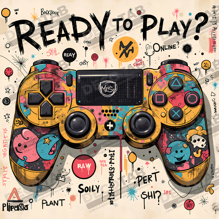 Tableau gaming manette street art