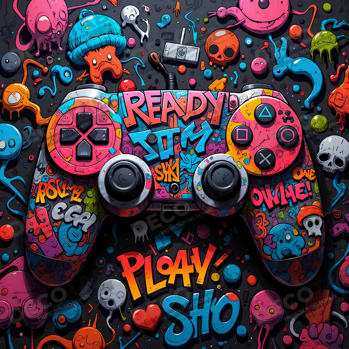 Tableau gaming manette street art