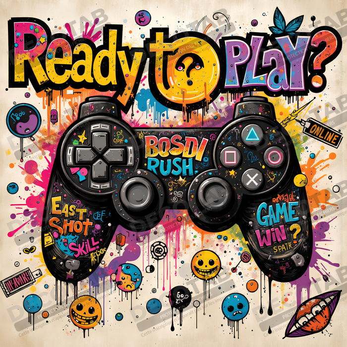Tableau gaming manette street art