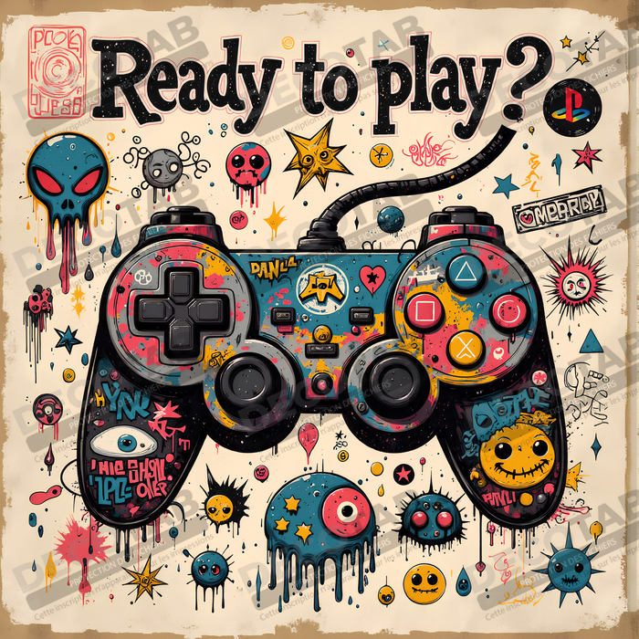 Tableau gaming manette street art