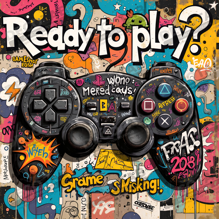 Tableau gaming manette street art
