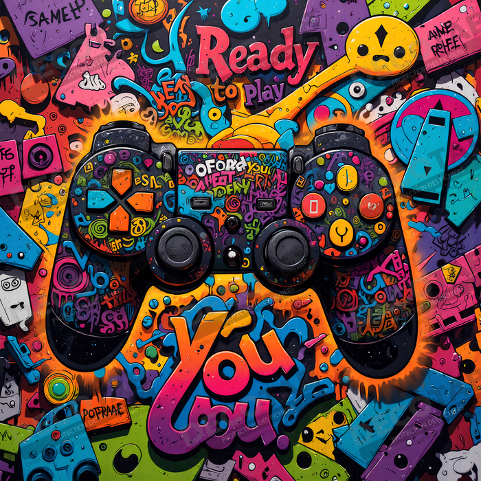 Tableau gaming manette street art