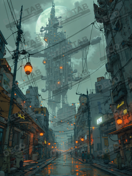 Paysage futuriste sombre et organique