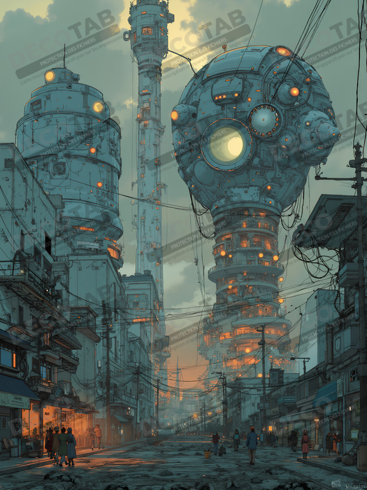 Paysage futuriste sombre et organique