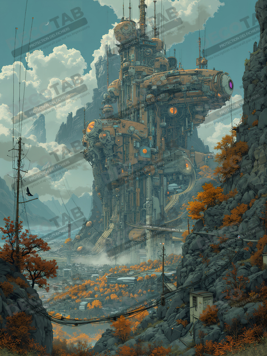 Tableau d'un paysage futuriste