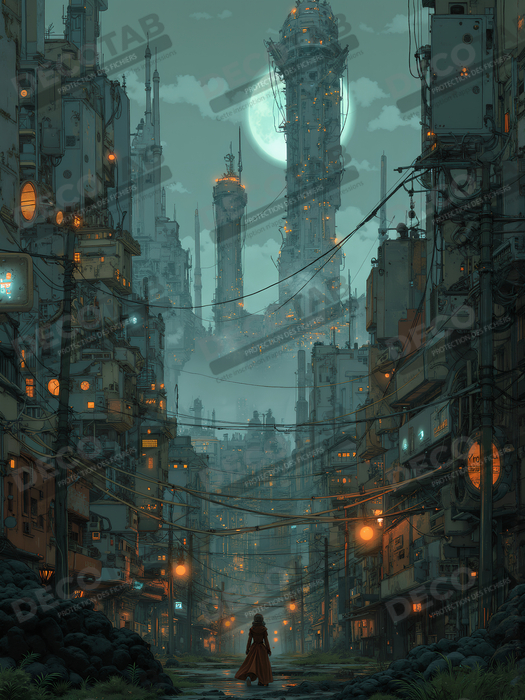 Paysage futuriste sombre et organique