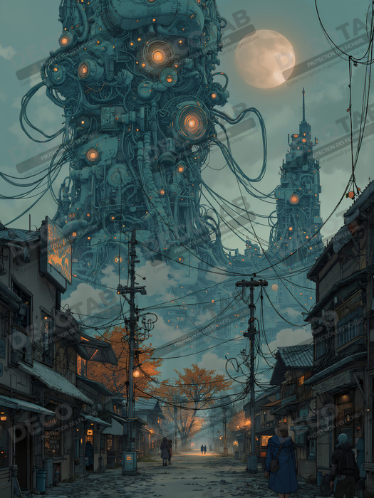 Paysage futuriste sombre et organique