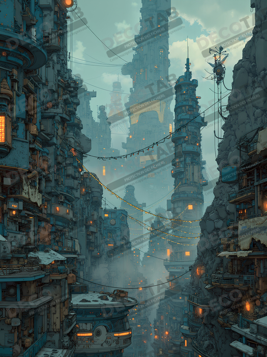 Paysage futuriste sombre et organique