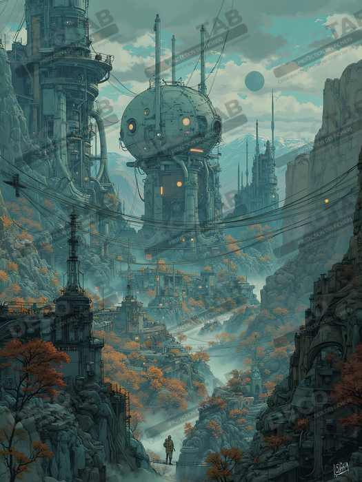 Paysage futuriste sombre et organique