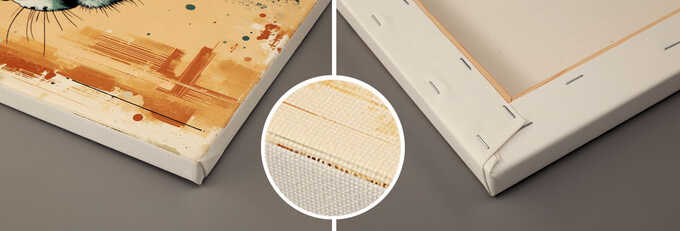 toile tendue sur châssis 350 gr/m² vue de face et de dos